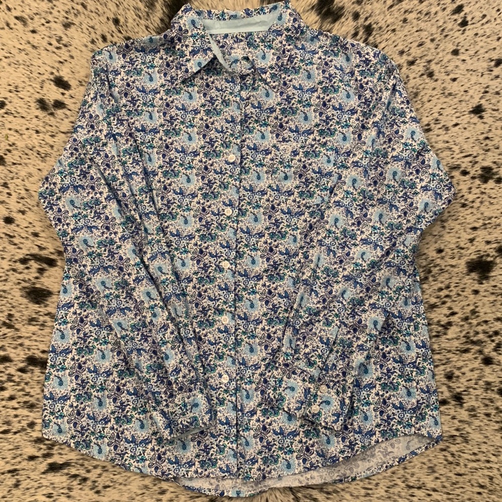 Wrangler Blue Floral Button-Down Shirt